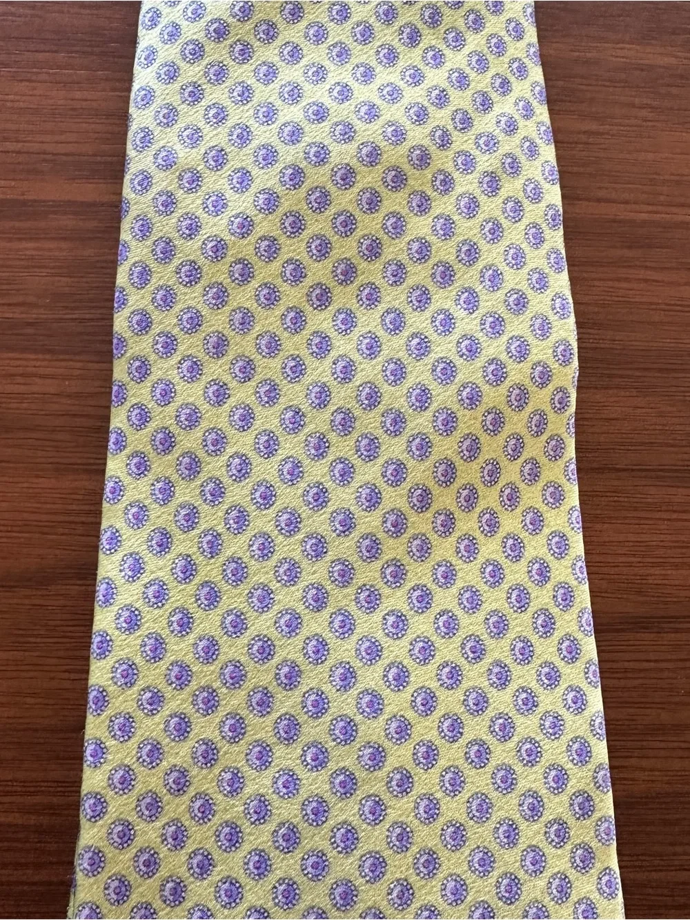 Valentino Yellow and Lavender Floral Medallion Silk Tie